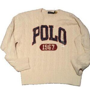 Polo Ralph Lauren Cable Knit Crew Neck Sweater POLO 1967 logo on Front